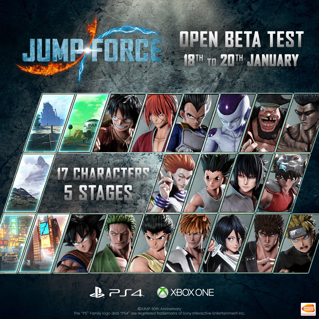 Jump Force Open Beta Characters and Stages